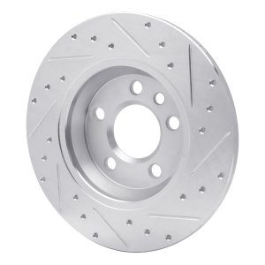 Volkswagen EuroVan Brake Rotor (1) - Rear Left - R1 Concepts - Drilled & Slotted - Silver - `01-`03